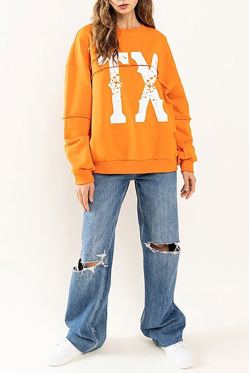 Texas graphic long drop shoulder sweatshirt (EDSW3995)