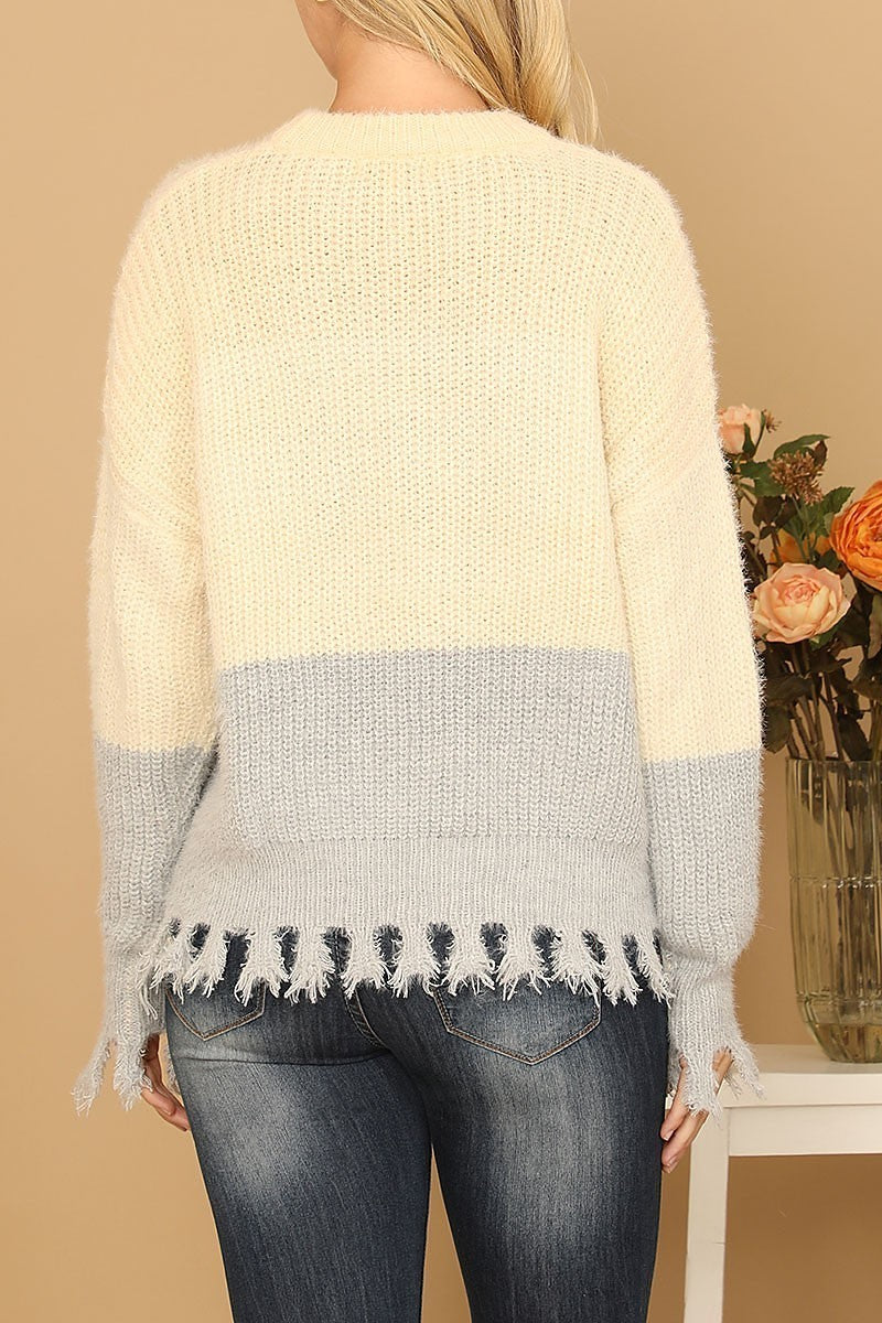 Color block knit sweater (DGS6677)