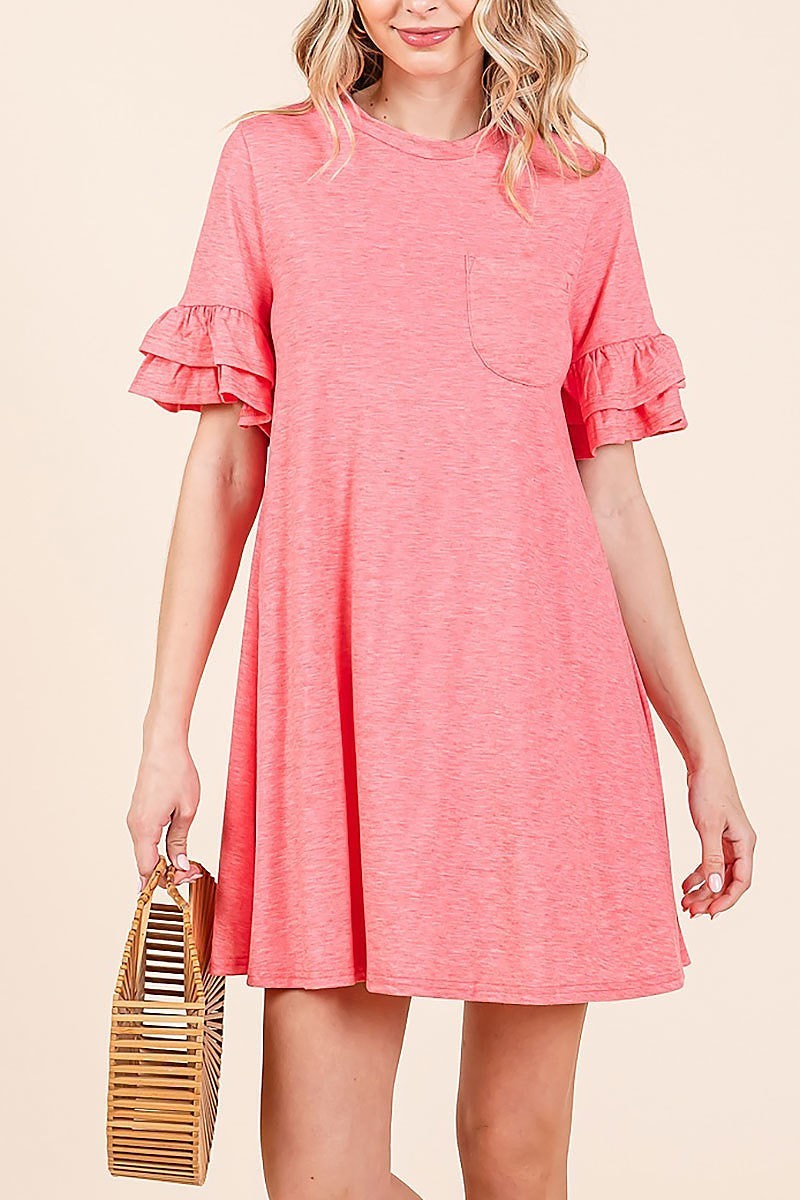 French terry pocket t-shirt dress (EDH2164)