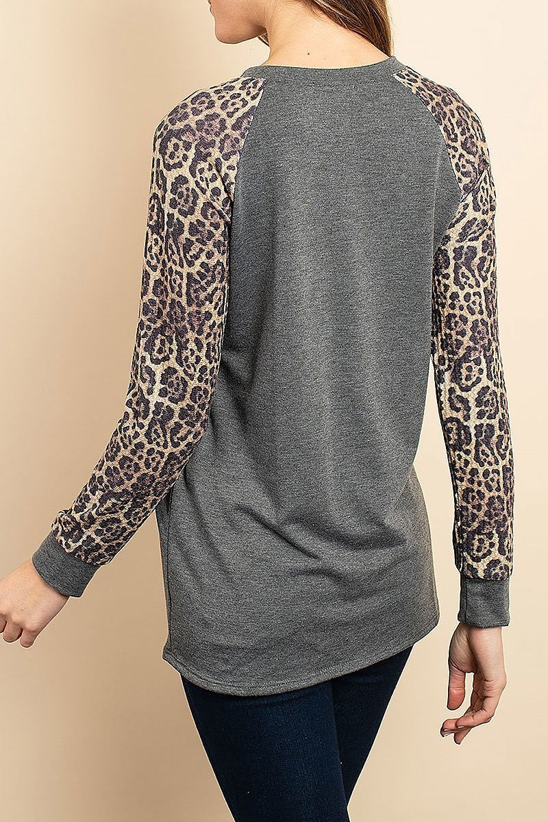 Animal print color block top (ED8012-1)