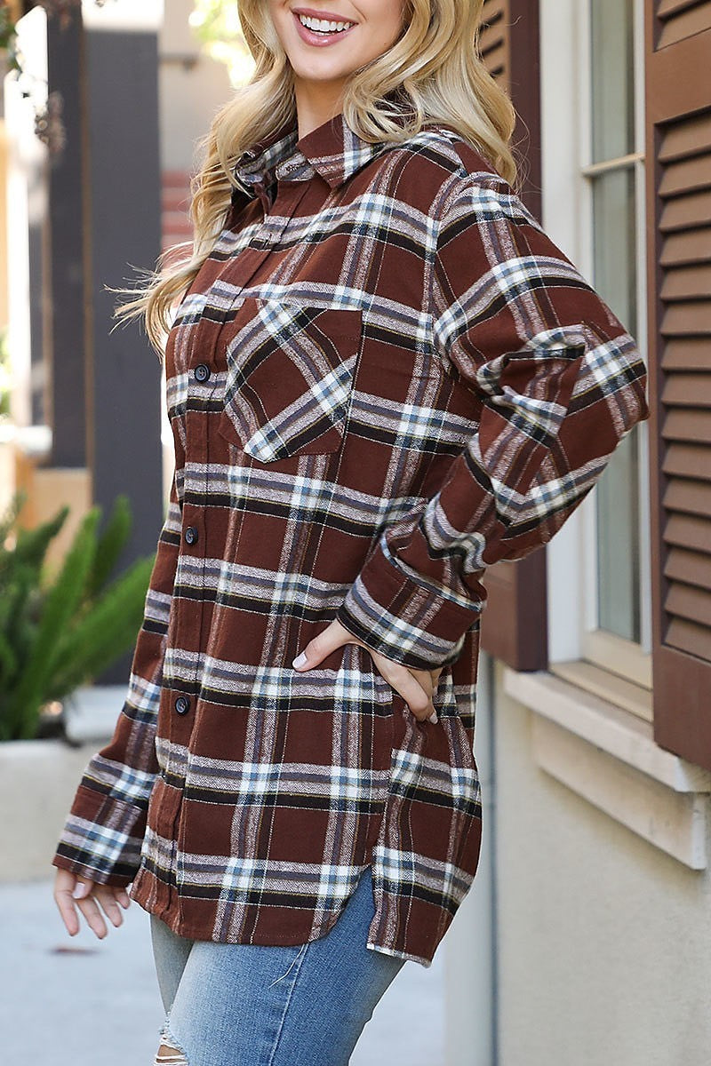 Plaid button detail top (DGS6337)