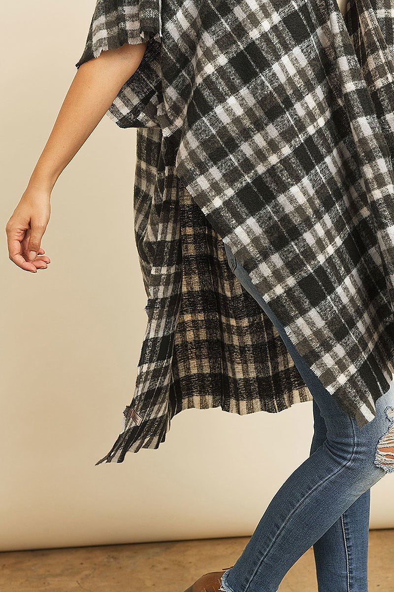 Tartan plaid loose fit kimono (DGS4957)