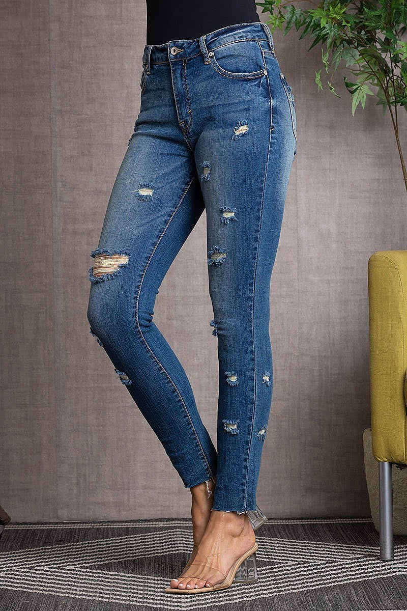 Low rise ripped skinny denim jeans (EDSW3115)