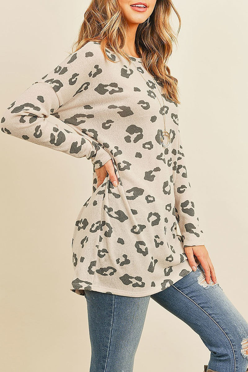 Animal print long sleeves top (EF2013)