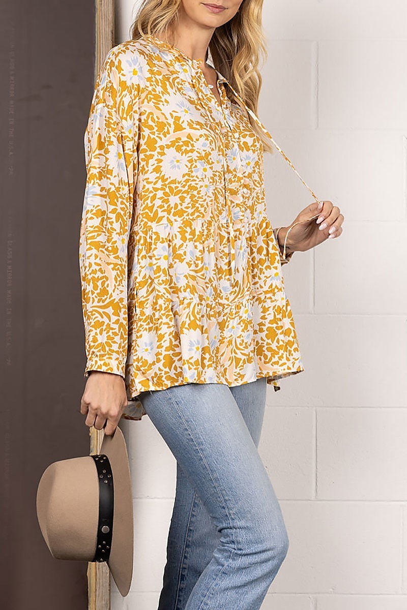 Floral print button down long sleeves top (EDSW4048)