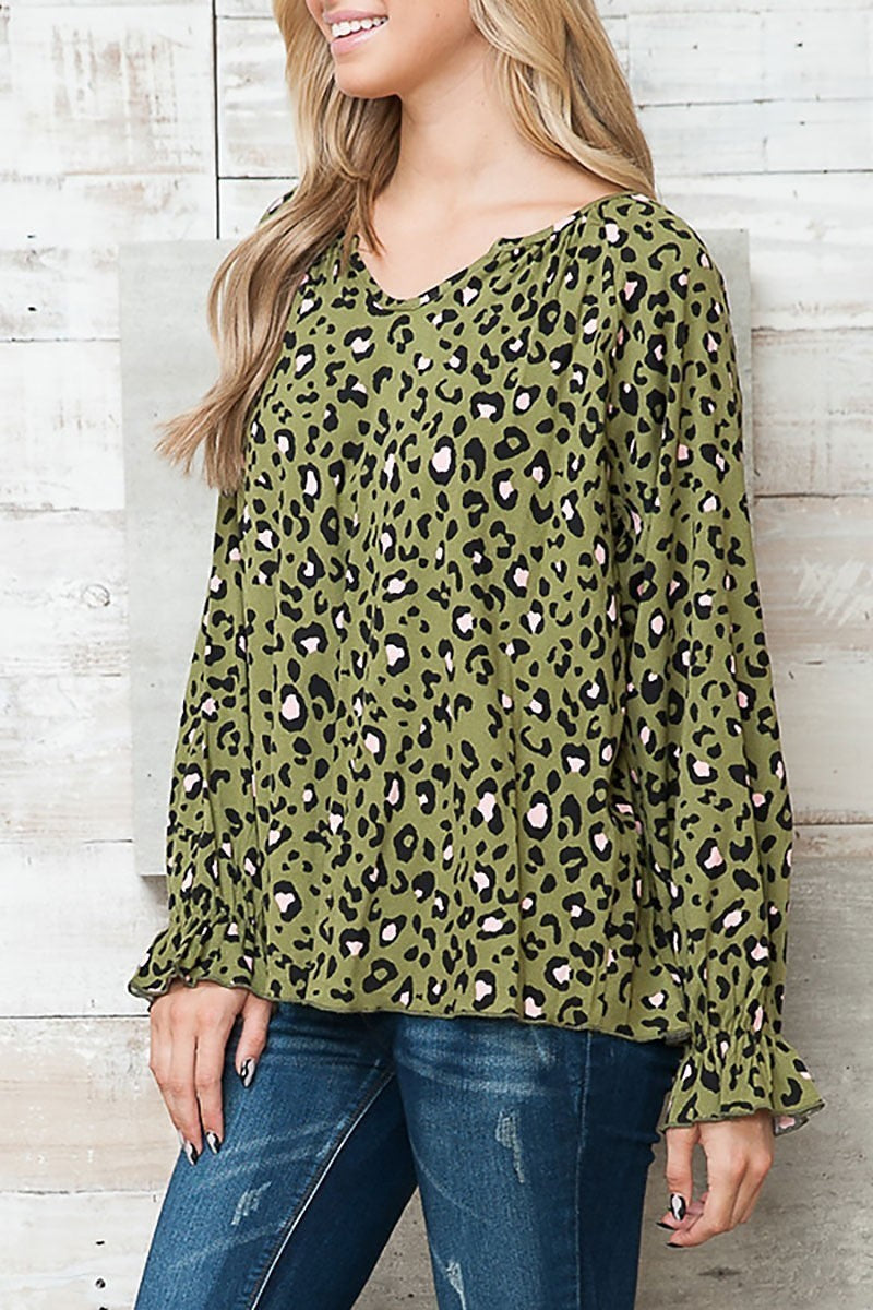 Animal print long sleeve top (EF4855)