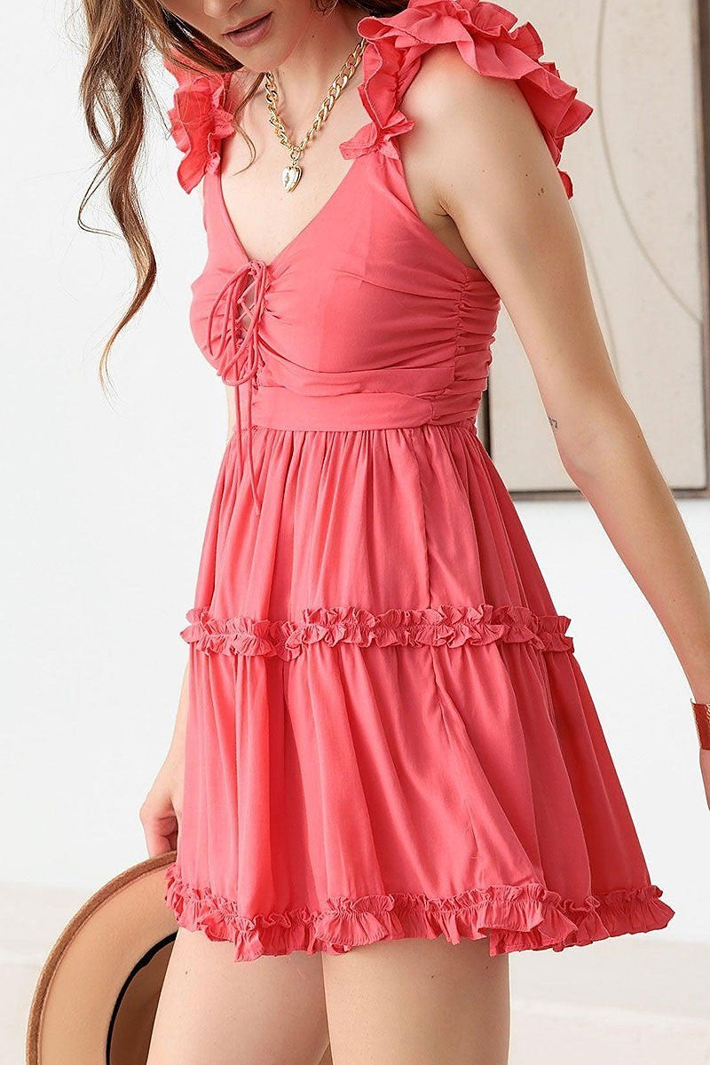 Ruffle detail tiered mini dress (TED2986)