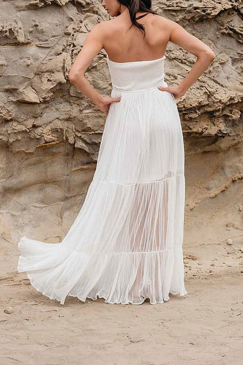 Sleeveless tiered key hole smock maxi dress (EFWT9915)