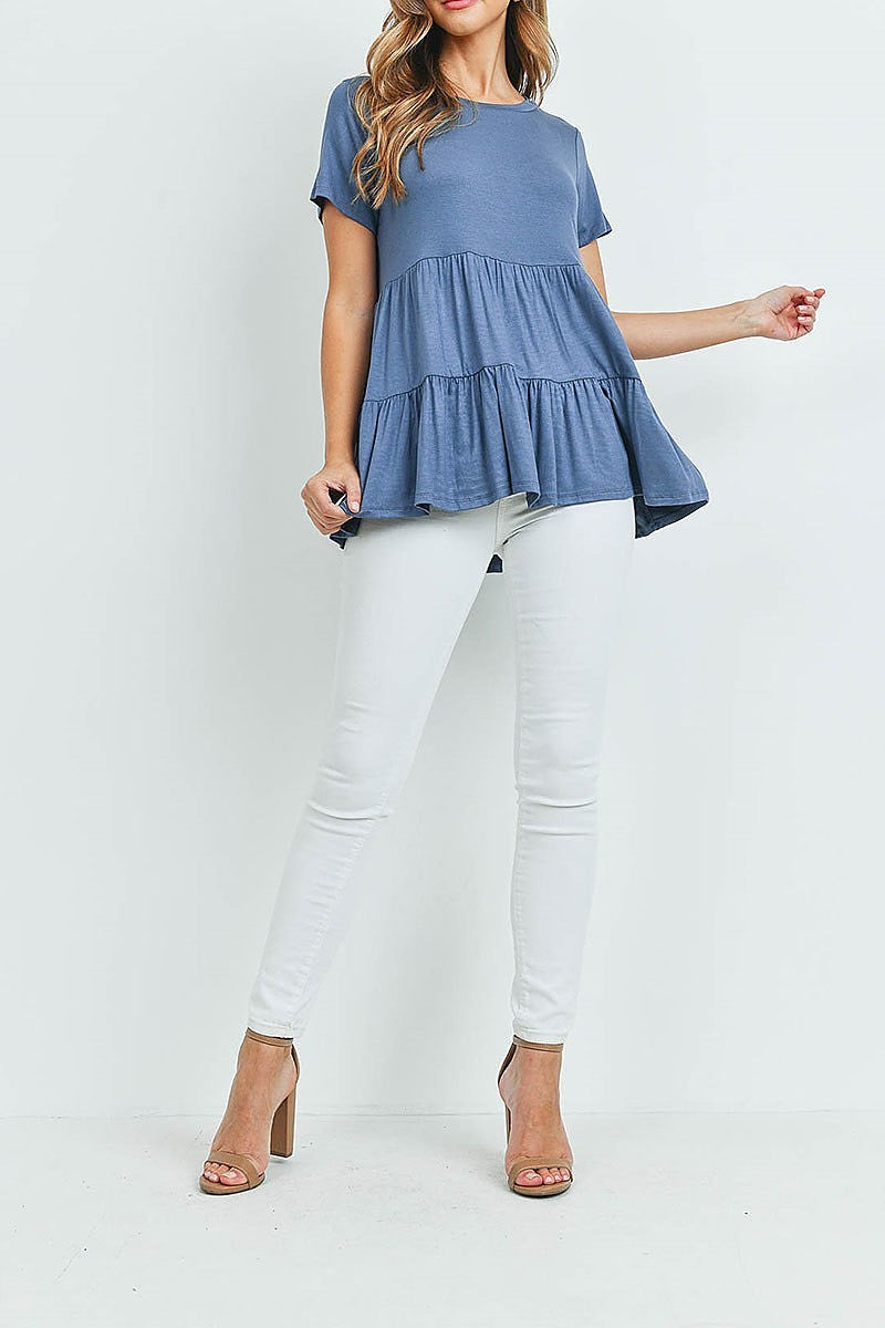 Tiered layered round neck top (ED9948)