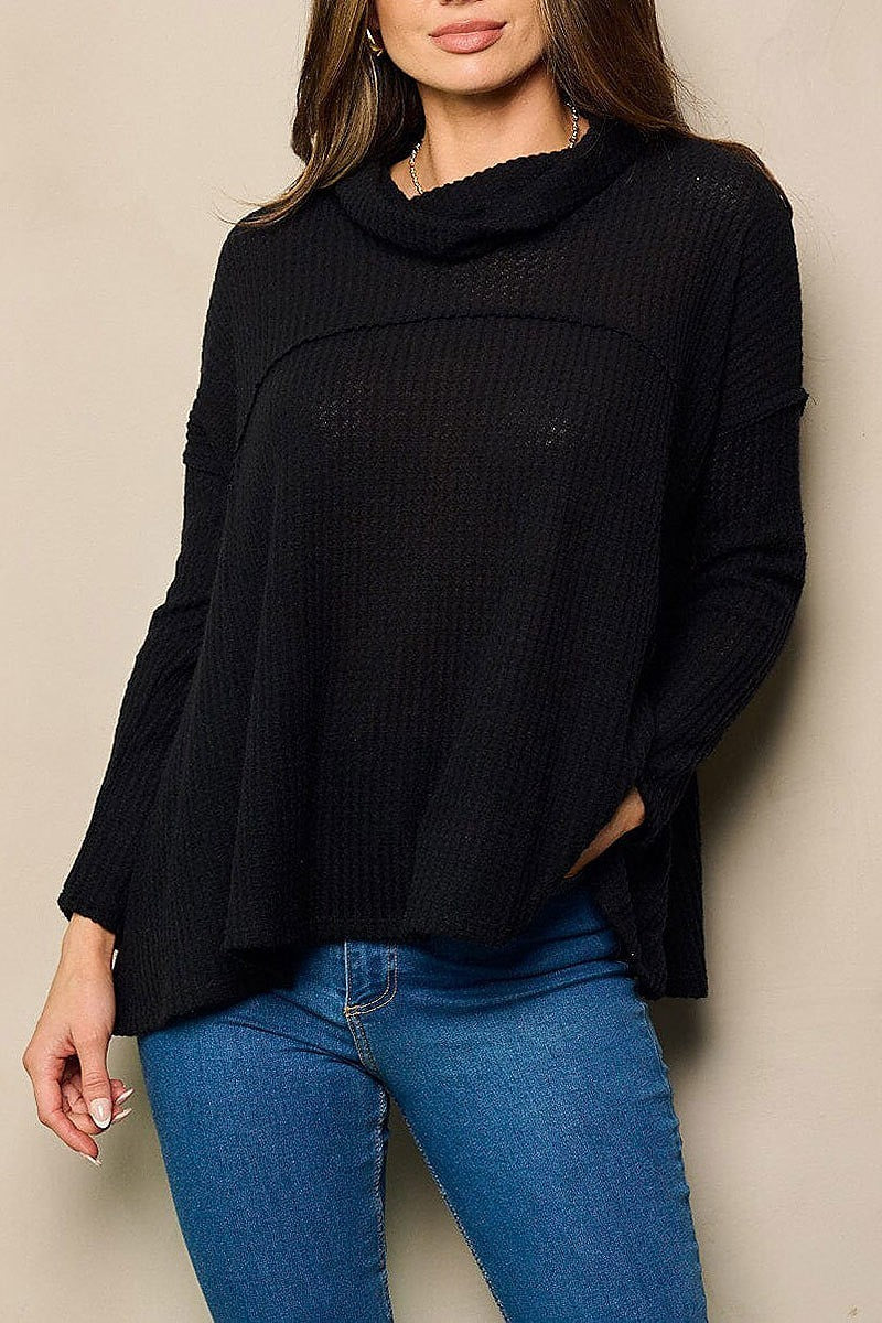 Long sleeve turtle neck loose fit top (EFWT4612)