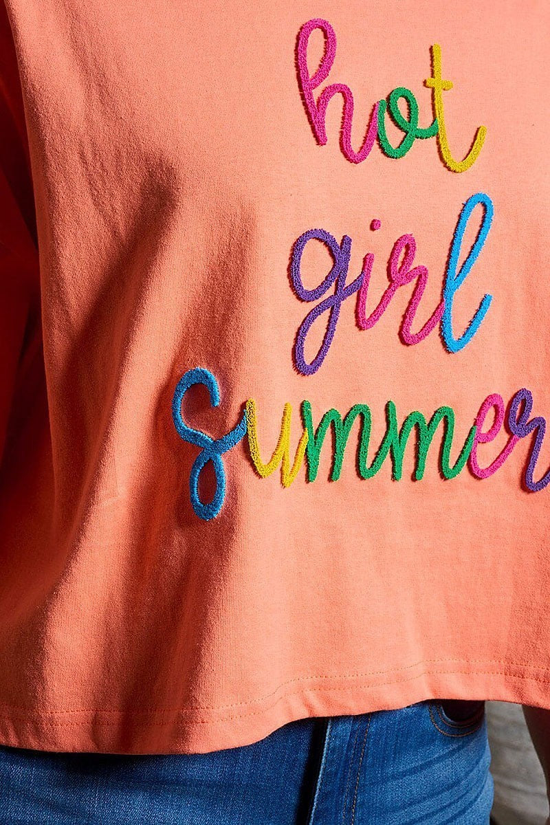 Short sleeve hot girl summer graphic top (EFWT9943)