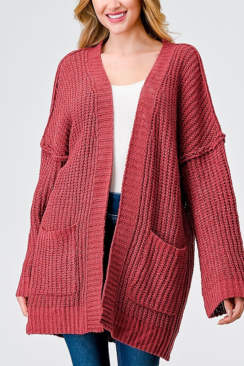 Long sleeve pocket detail open front cardigan (TED2019)