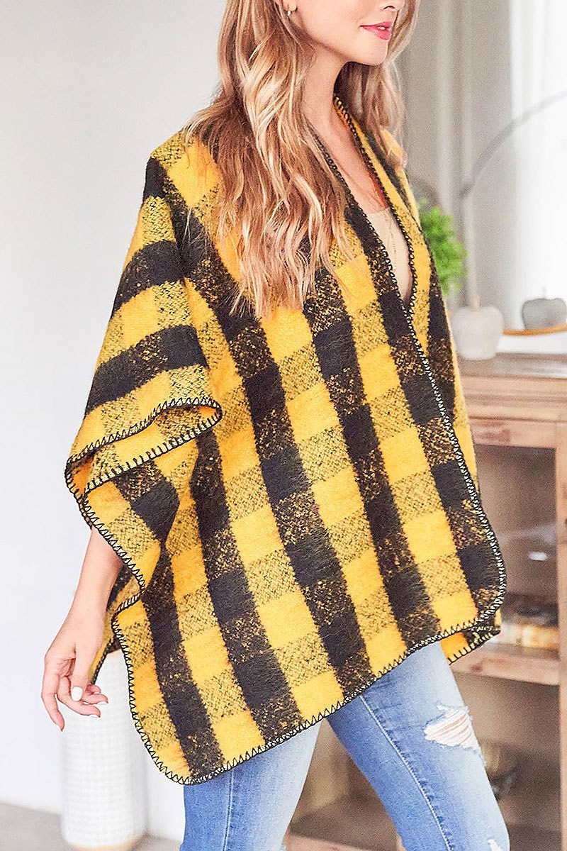 Plaid kimono poncho (DGS5596)