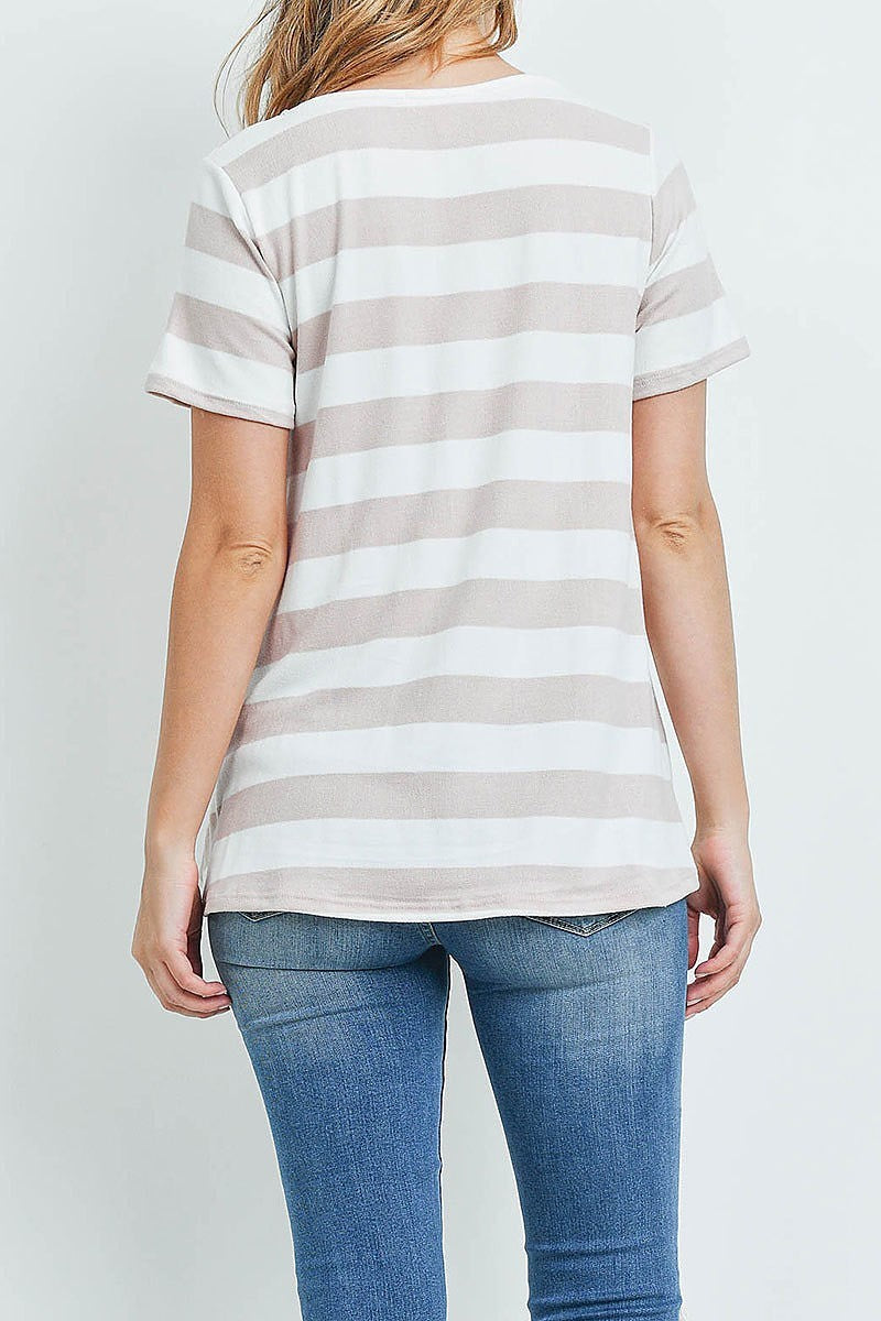 Crisscross neckline striped top (ED9155-2)