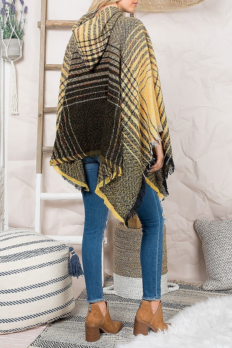 Two tone hooded poncho (DGS5468)