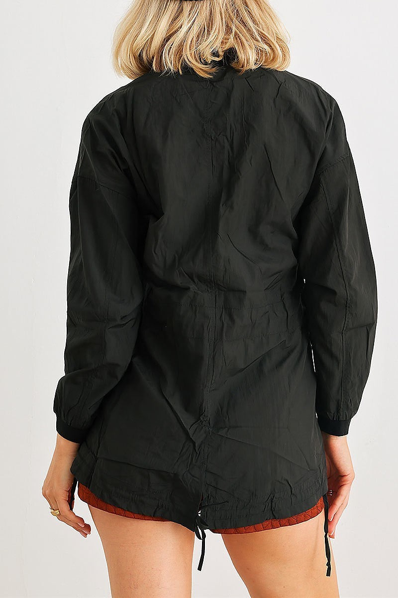 Two way zipper drawstring waist jacket (TED2061)