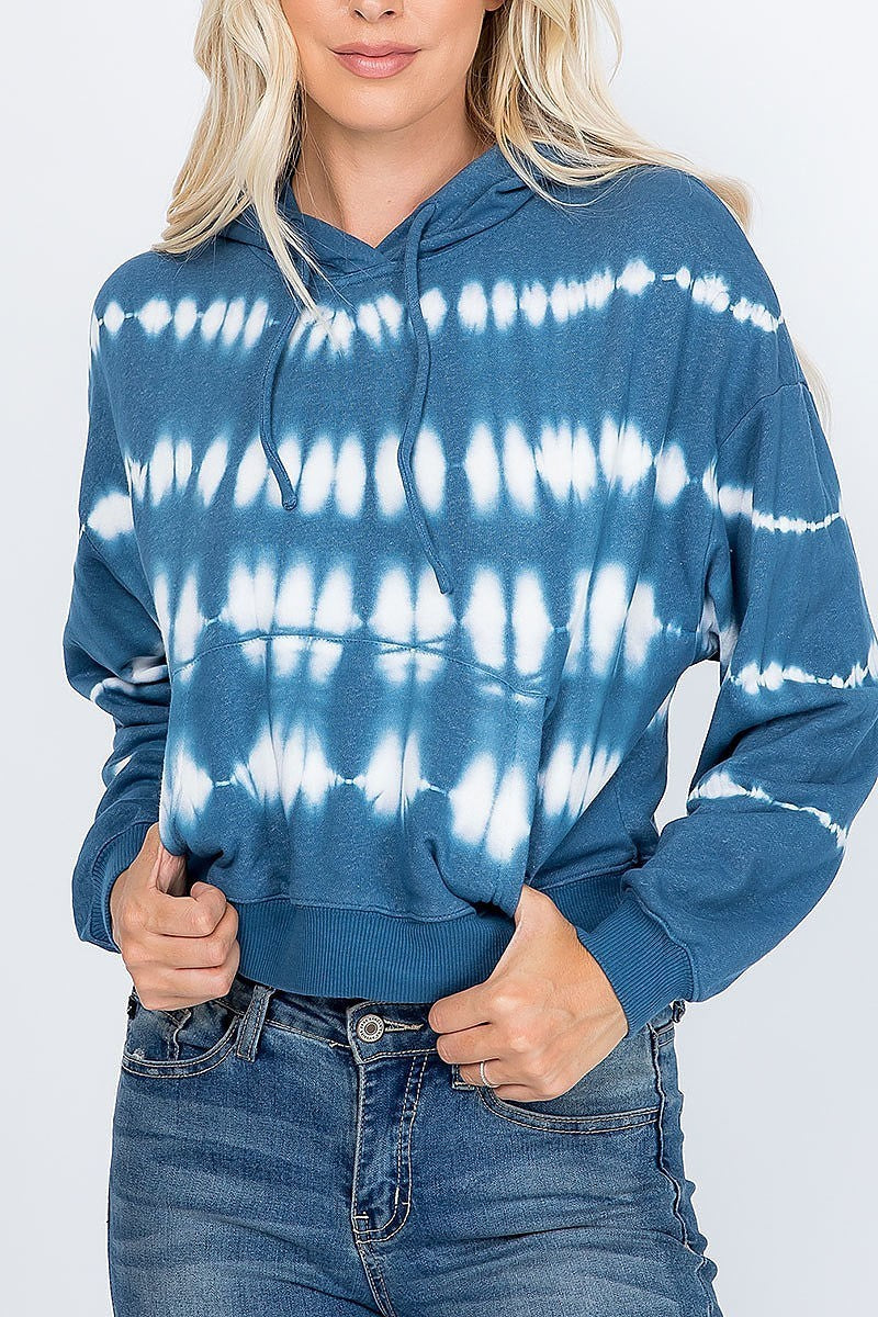 Pocket deatil tie dye hoodie top (EF2131)