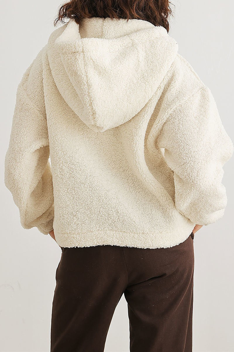 Teddy knit button up pocket detail hooded sweater (TED2022)