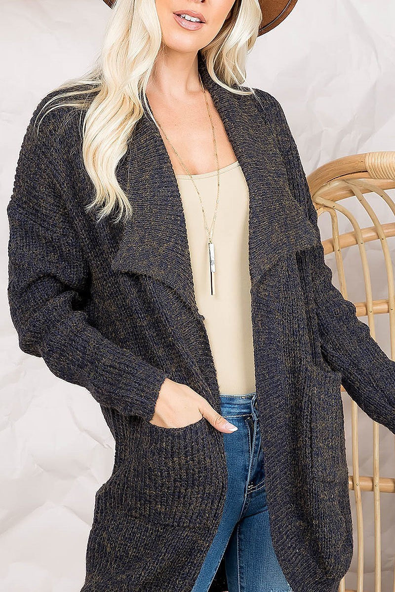 Pocket deatil ribbed knit sweater cardigan (DGS5439)