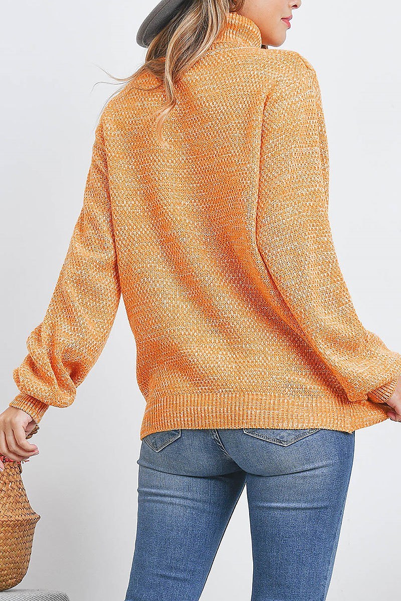 Turtleneck melange balloon sleeve sweater (DGS5431)