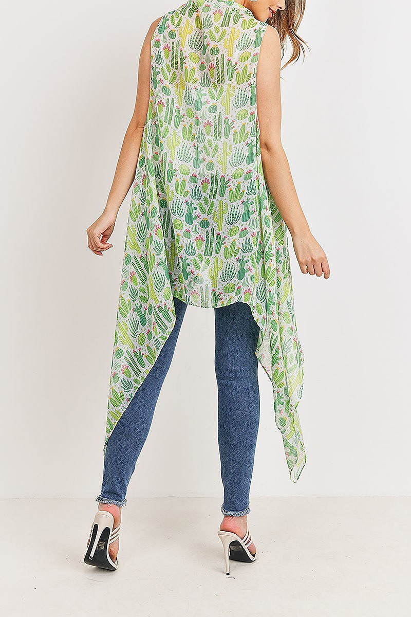 Cactus long open front kimono vest (DGS5172)