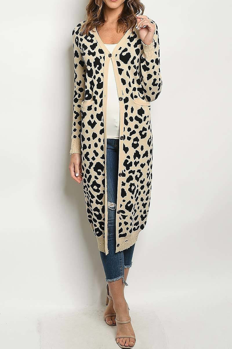 Animal print open front sweater cardigan (DGS4440)