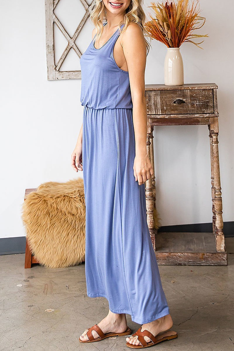 Tank top elastic waist maxi dress (DED8392)