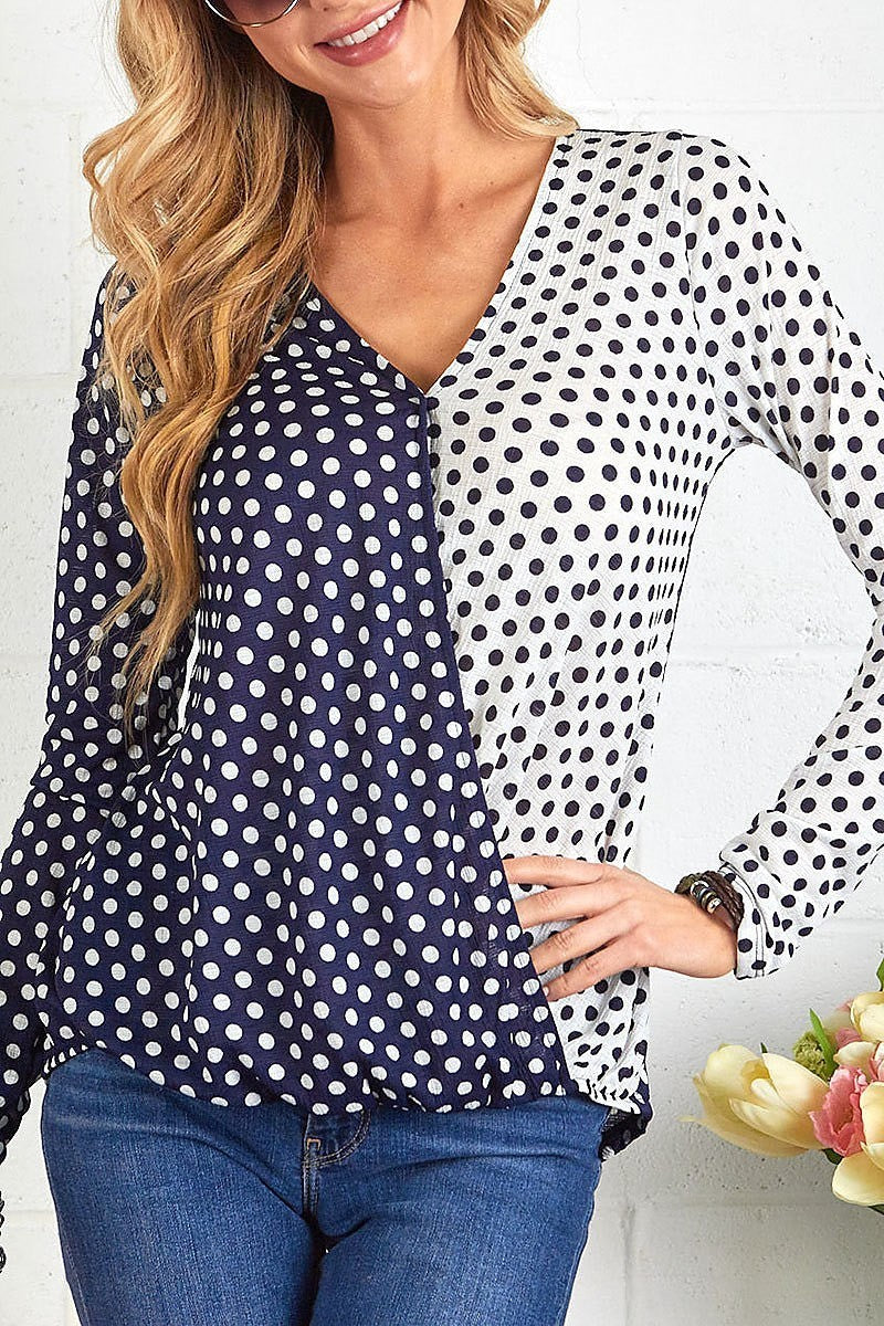 Two color polka dot top (EF4878)