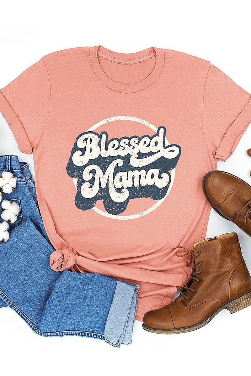 Blessed mama graphic top (EF3739)