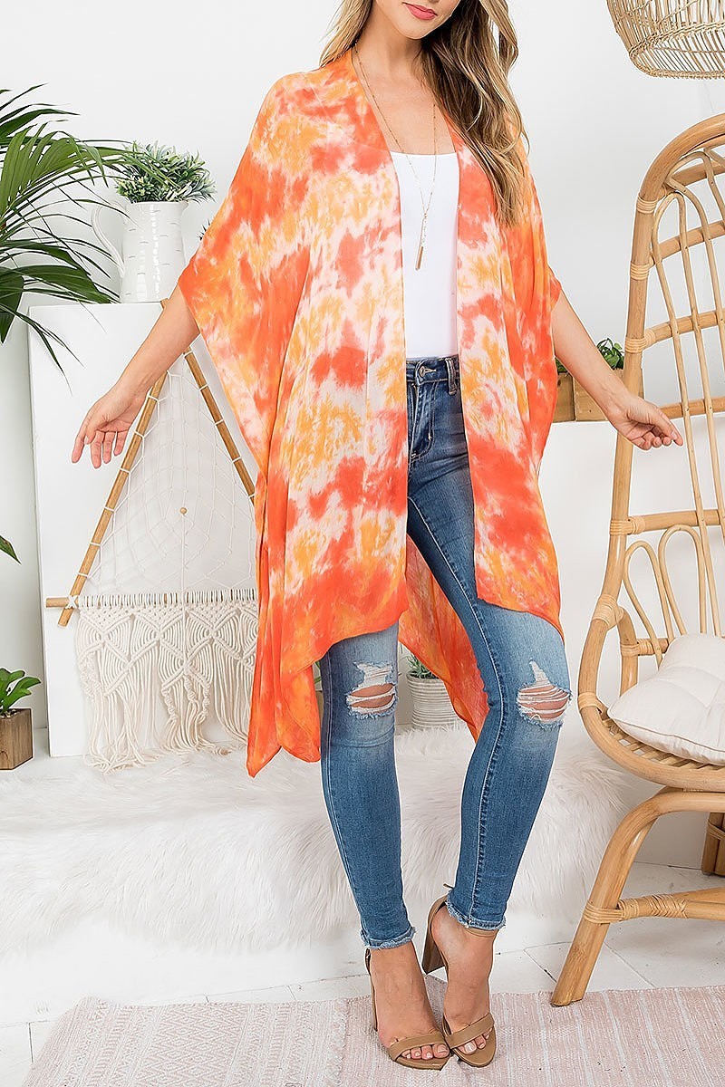 Tie dye bohemiian open front kimono (EF3270)