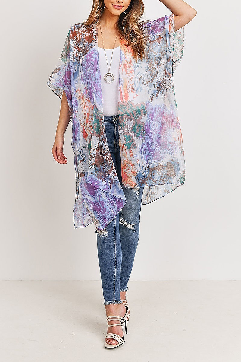 Abstract print open front kimono (DGS5152-PU2)