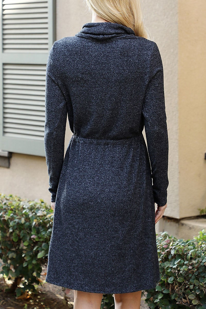 Cowl neck long sleeve dress (DED8946)