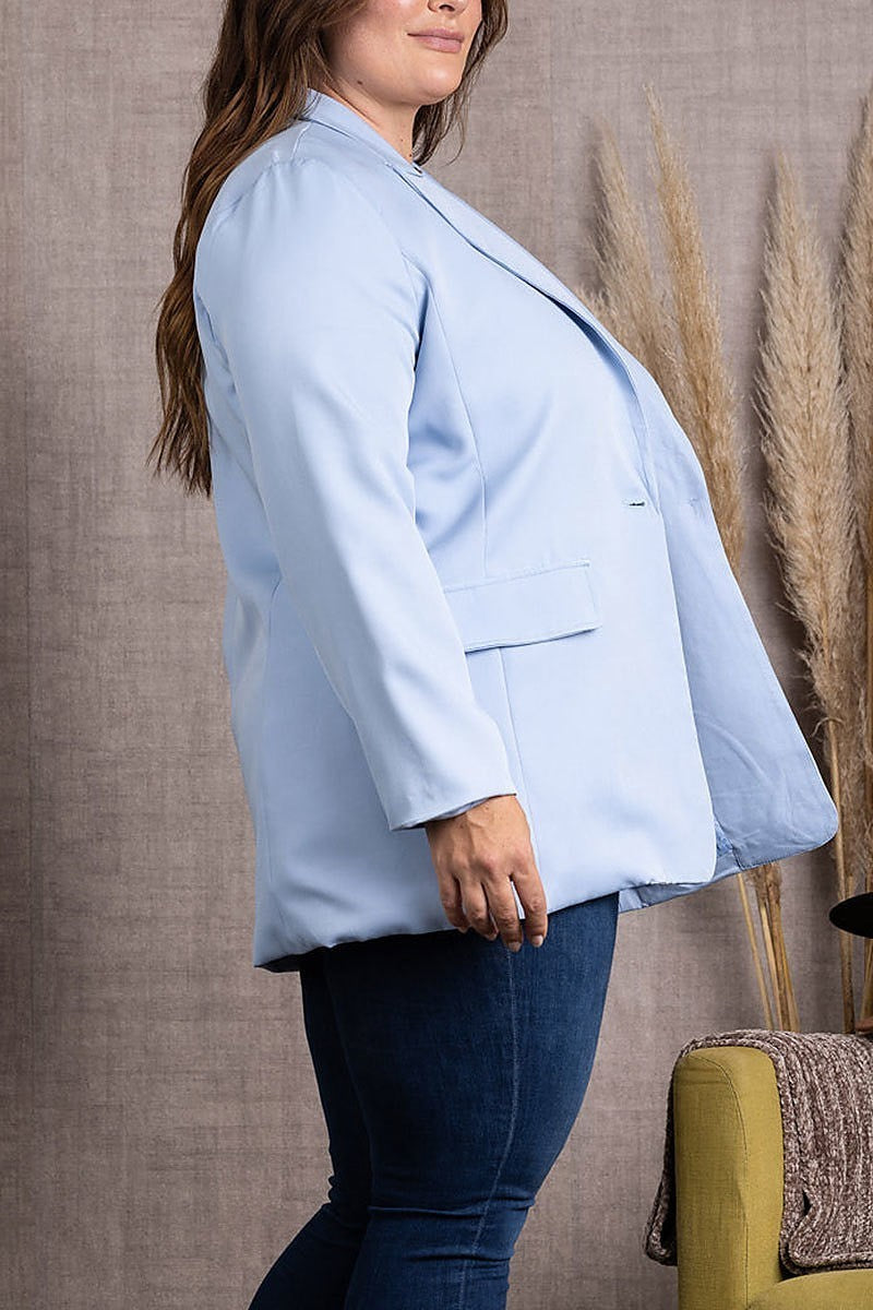 Lapel long sleeves plus size blazer (EDSW3672)