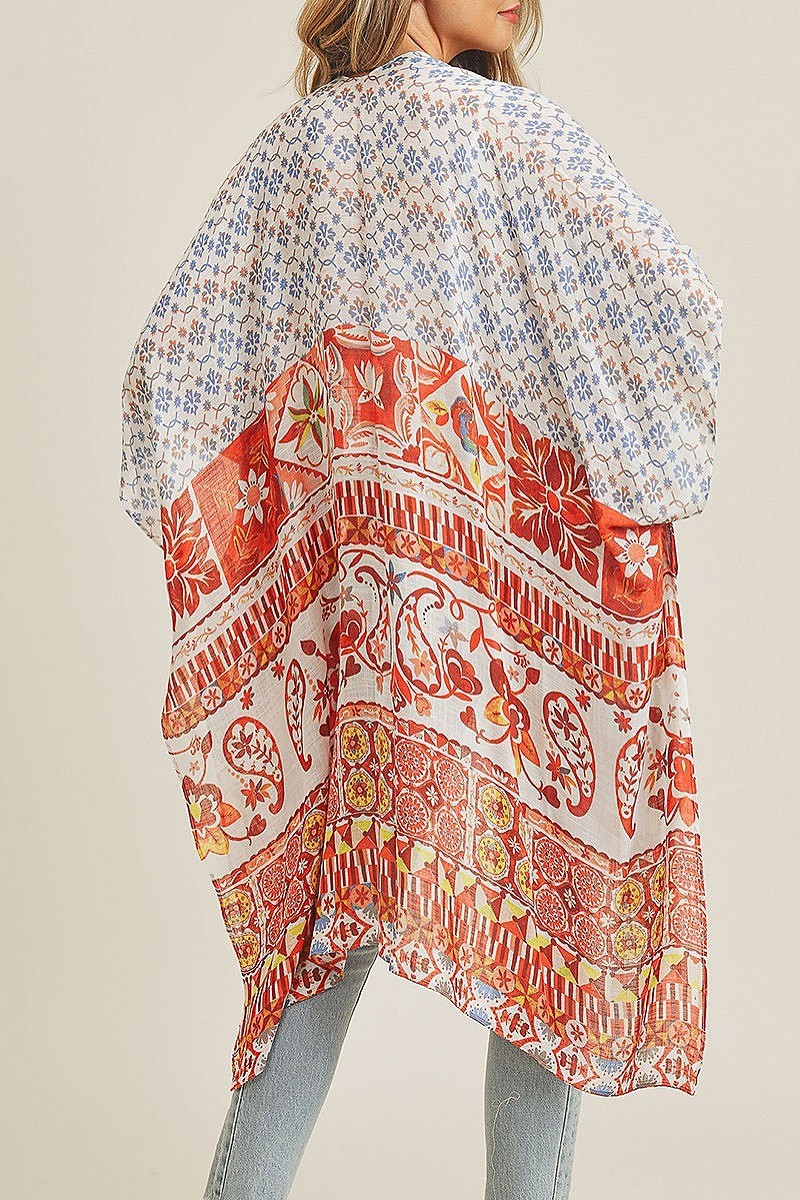 Multi print boho kimono (EF3460)