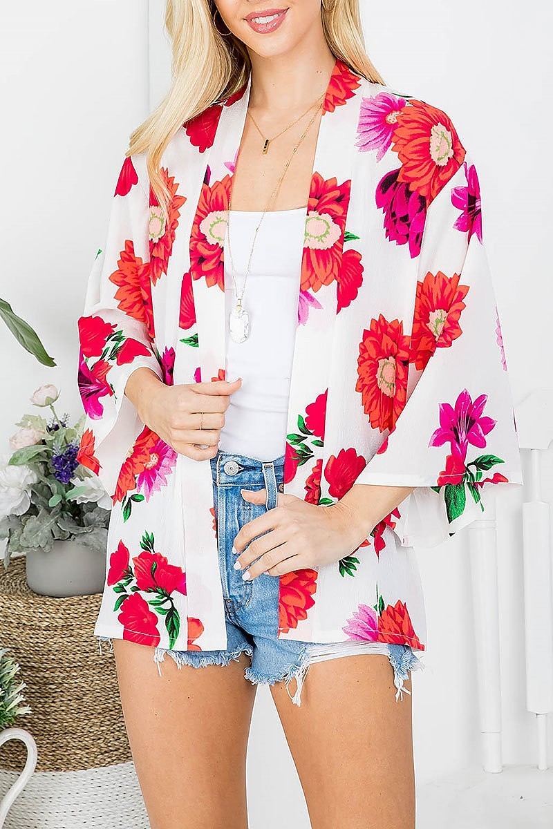 Floral print short cardigan (EF3968)