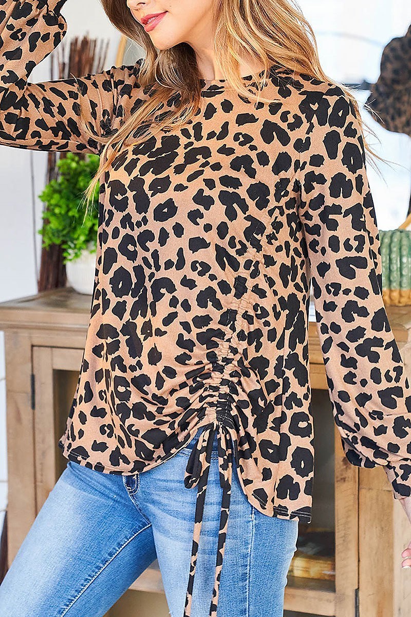 Leopard tie detail tunneled top (EF2751)