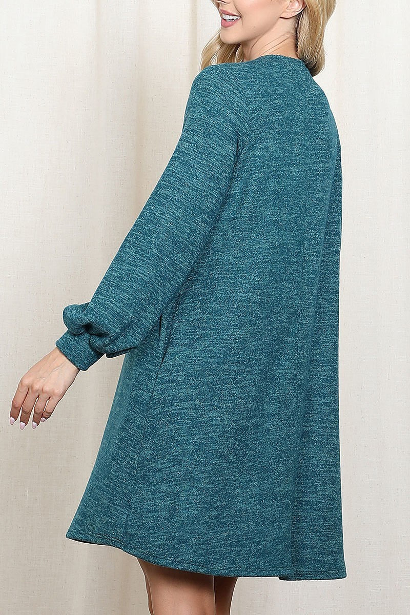 Long puff sleeve mir pd brush dress (DED8773)