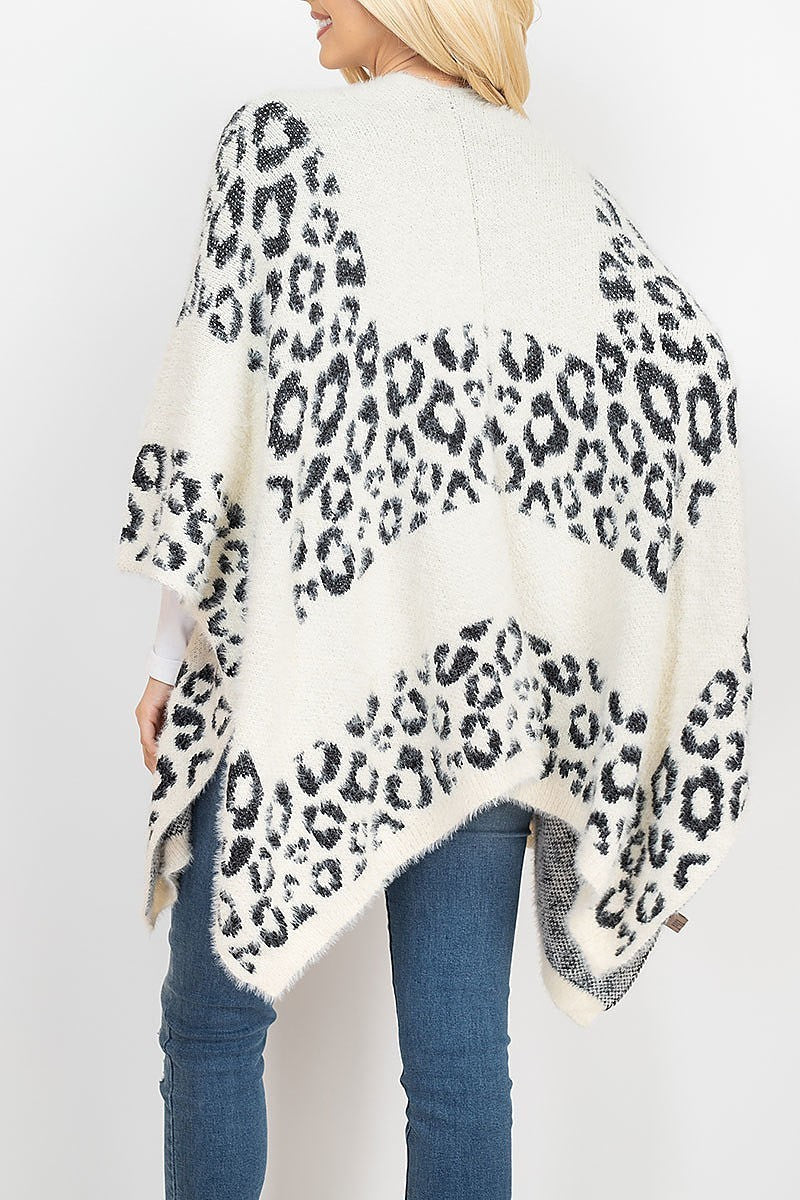 Leopard print sweater kimono (DGS5337)