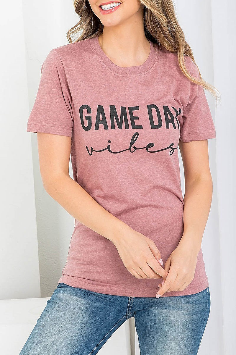 Game day vibes graphic tee top (EF3537)