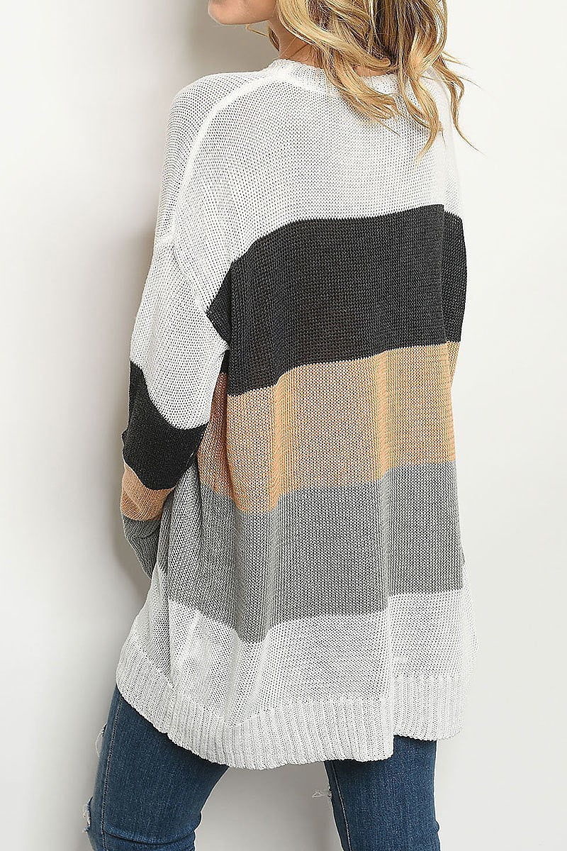 Round neck stripe loose fit sweater (DGS4510-1)