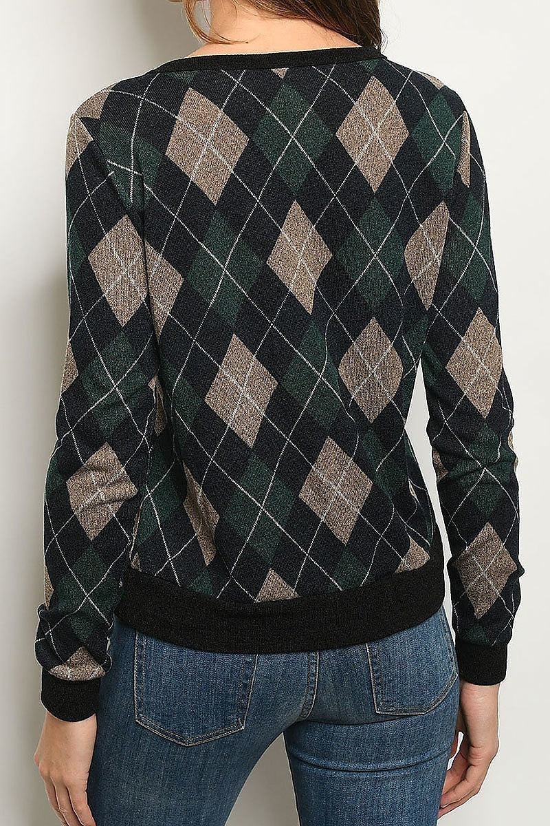 Checkered round neck sweater (DGS4834-LAST)