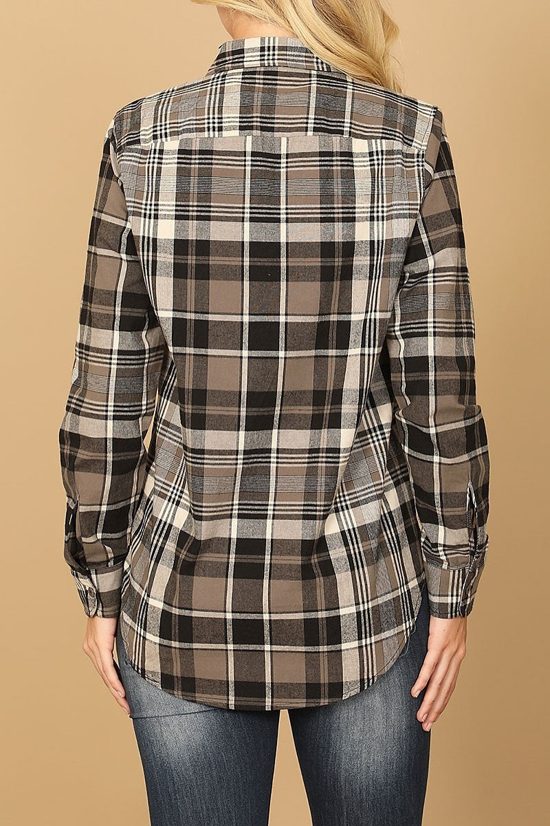 Long sleeve plaid top (EF7866)