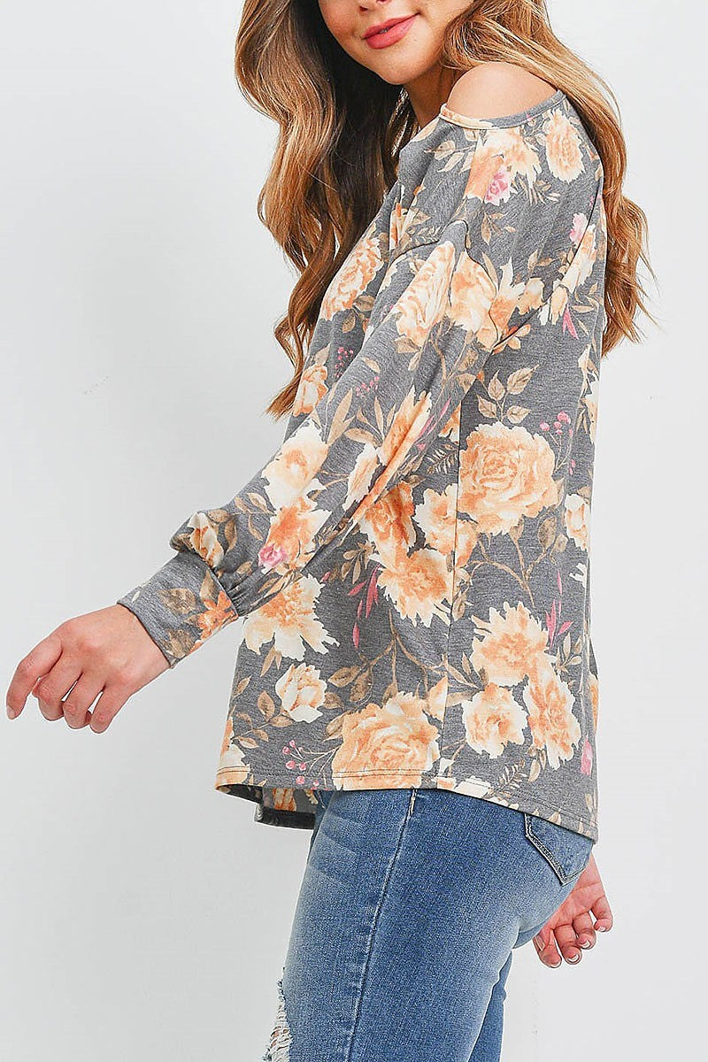 Cold should long sleeve floral top (EF2160)