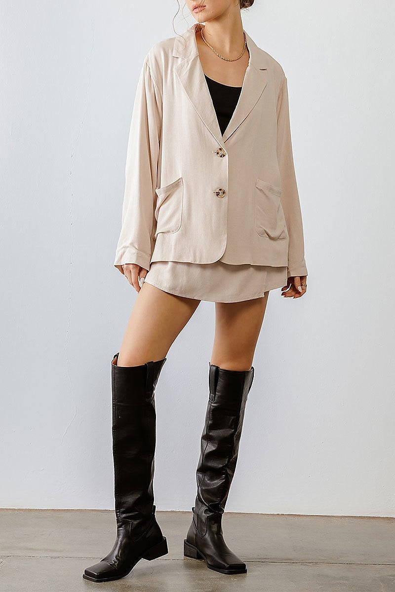 Button up collared neck blazer and shorts set (TED1757)