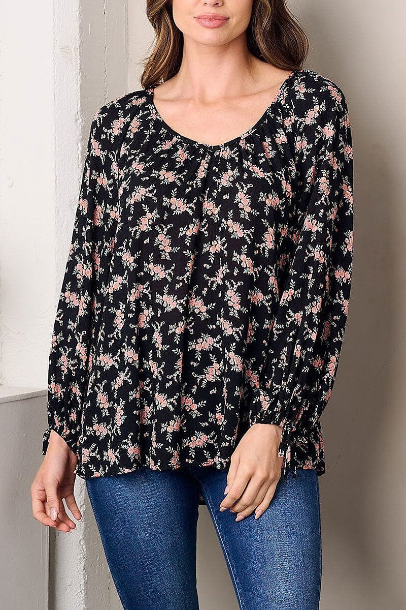 Long sleeve tunic floral top (EFWT3000)