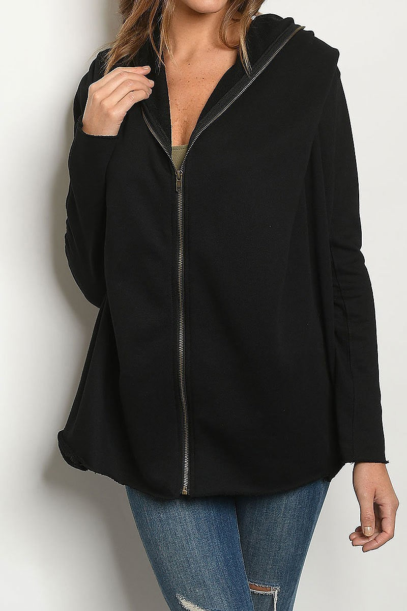 Zip front loose fit knit jacket cardigan (DGS4631-1)