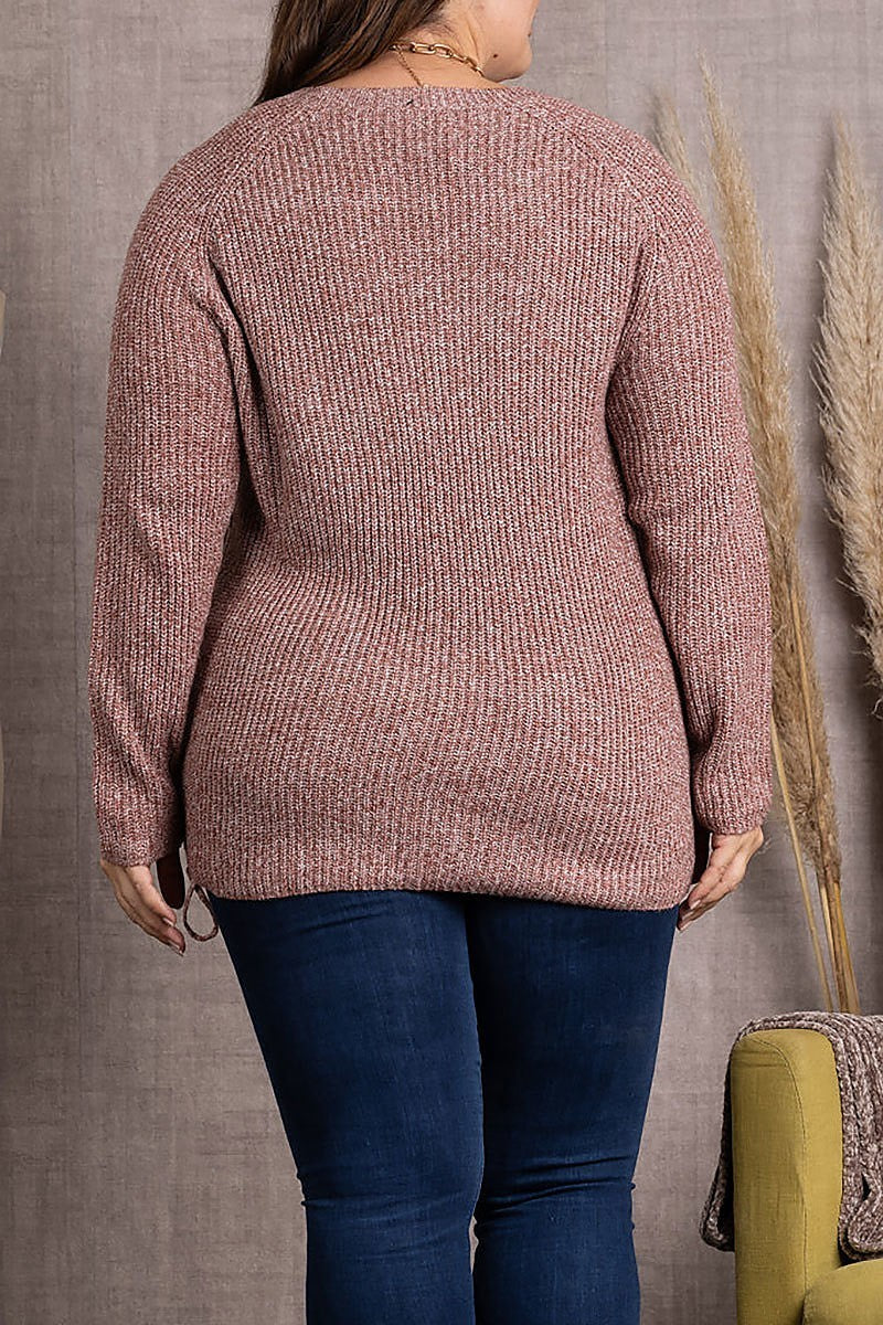 Soft knit crisscross plus size sweater (EDSW3671)