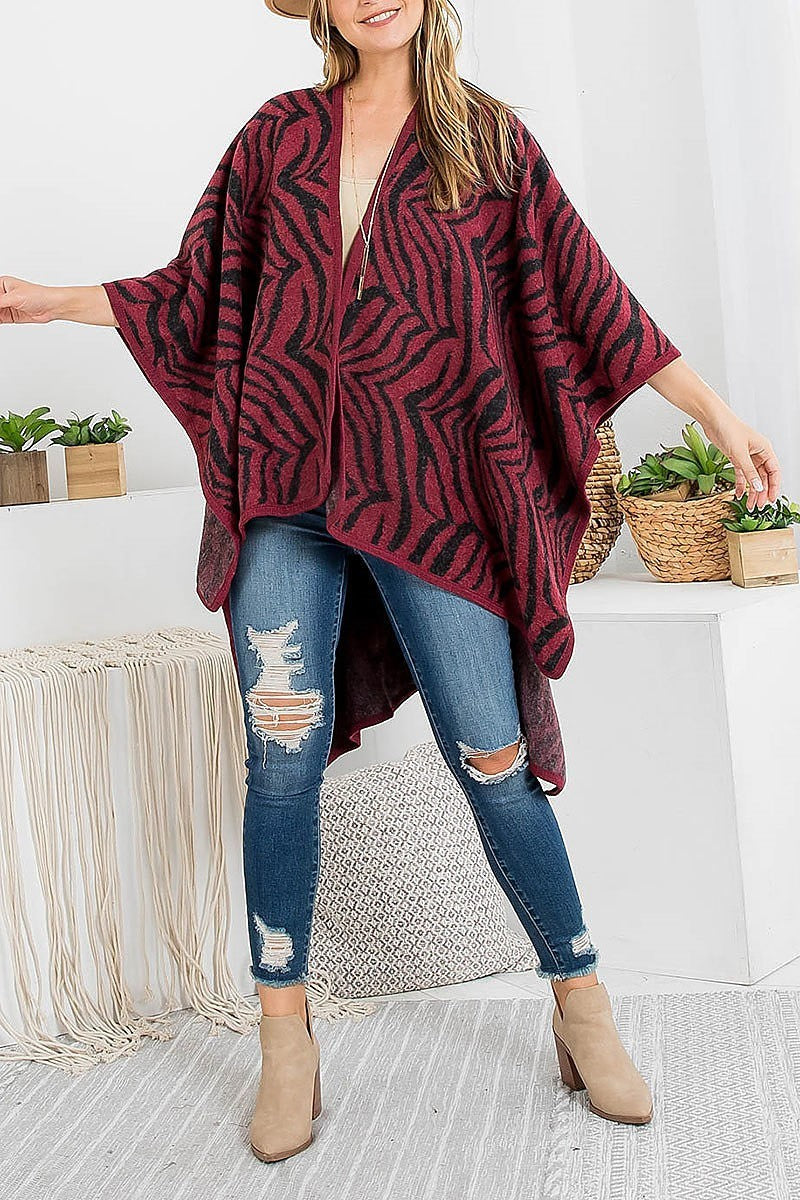 Zebra print fuzzy knee length kimono (DGS5403)