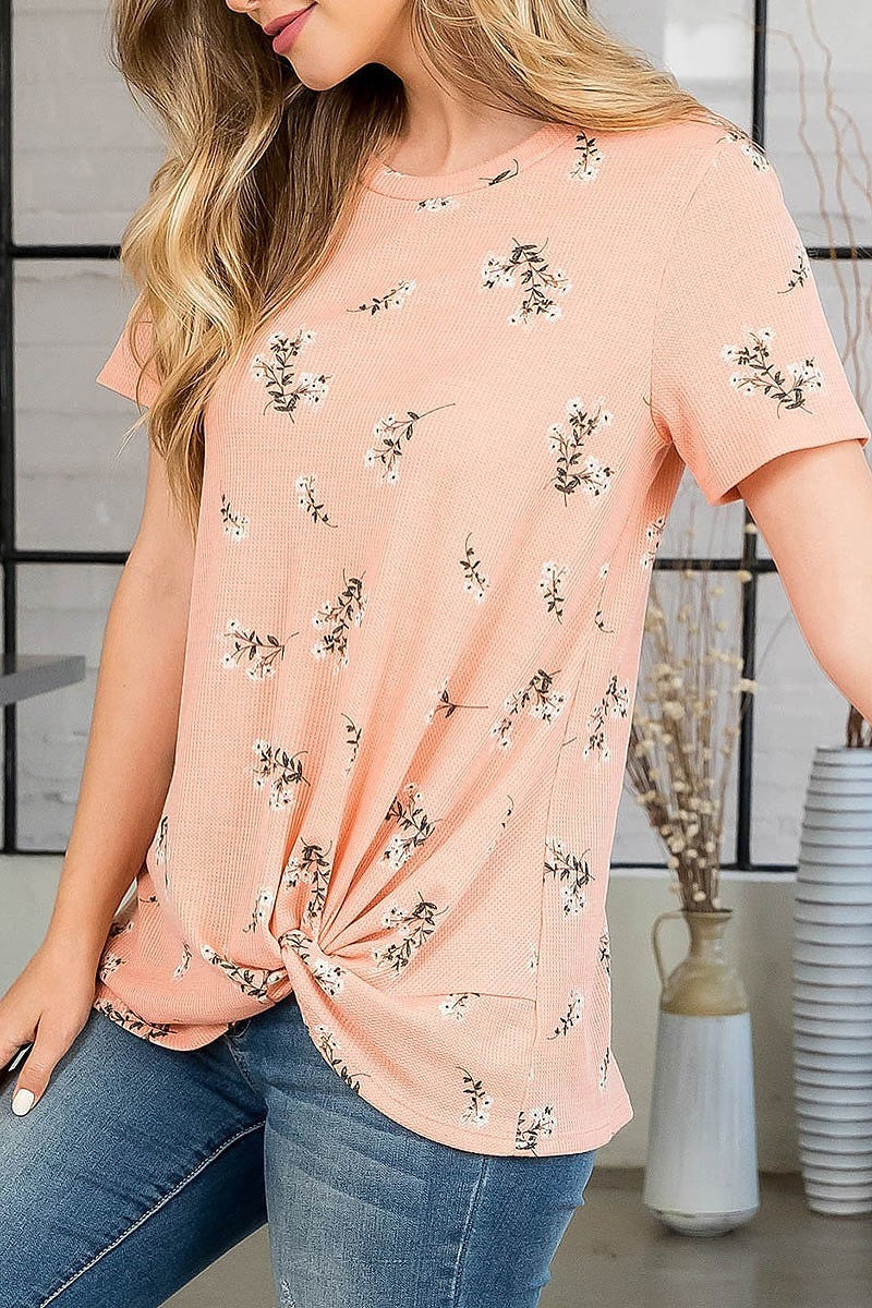 Twist front detail floral top (EF3659)