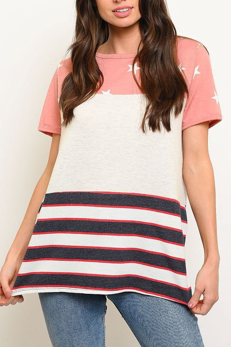 Stars and stripes knit top (EDWT2204)